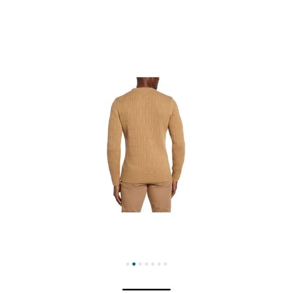 Express Cable Knit Sweater NEW XL - tan /camel - cotton - Picture 3 of 8